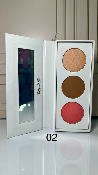 TRIO DE CONTORNO, ILUMINADOR Y BLUSH CREAM SALOME